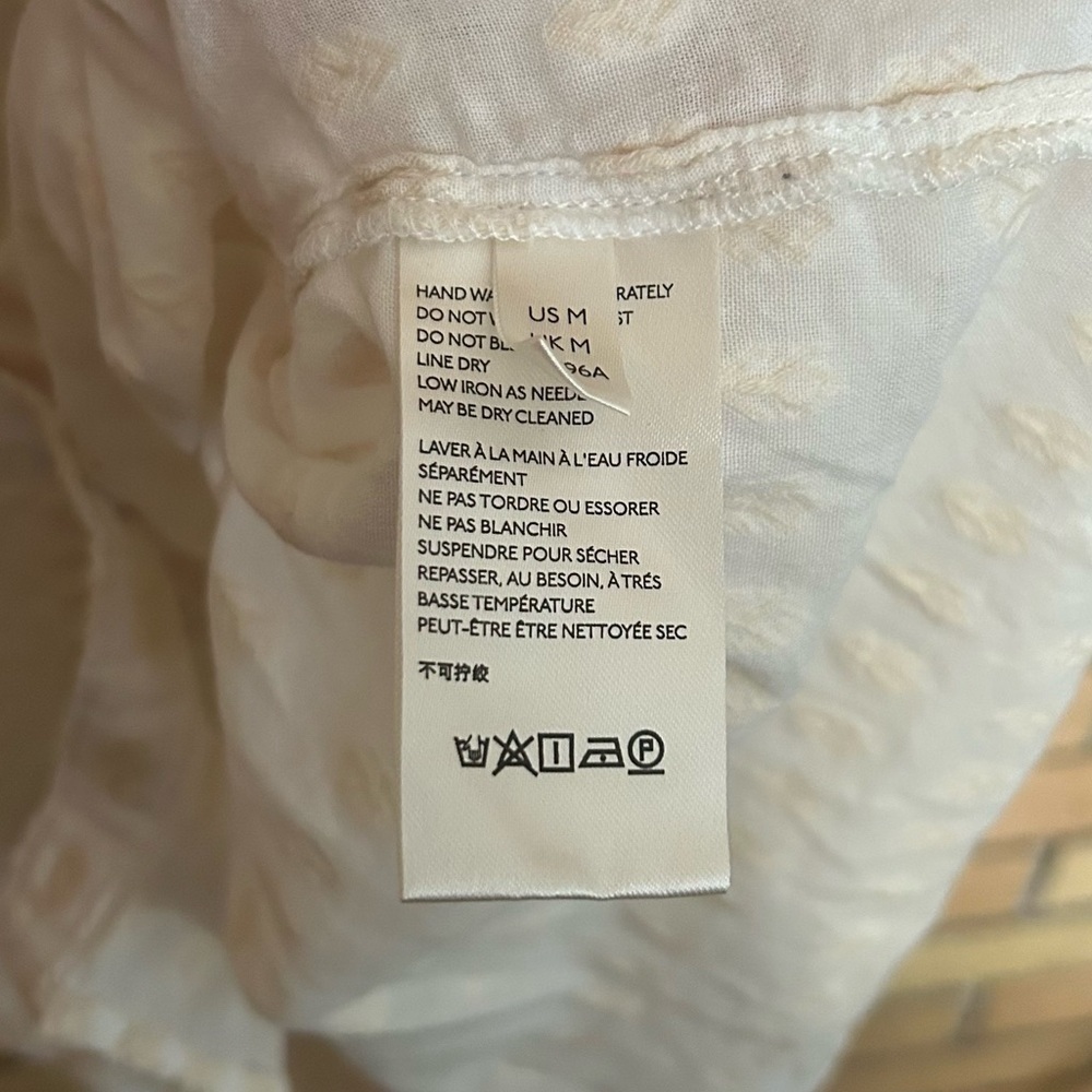 Pilcro Anthropologie Blouse Button Up Cotton Cream Textured Dot Size Medium - Picture 3 of 5